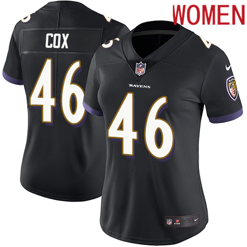 2019 Women Baltimore Ravens #46 Cox black Nike Vapor Untouchable Limited NFL Jersey->women nfl jersey->Women Jersey